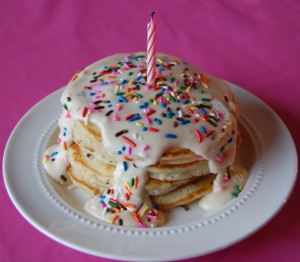 Confetti Pancakes with Vanilla Glaze