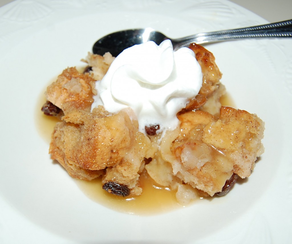 Apple Bread Pudding with Vanilla Sauce