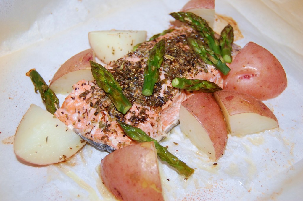 Salmon Poached in Parchment Paper