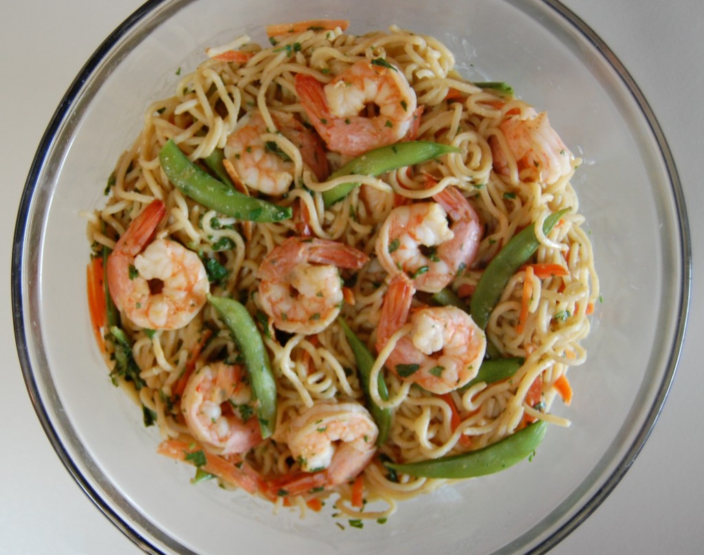 Spicy Yakisoba Noodles with Shrimp and Snow Peas