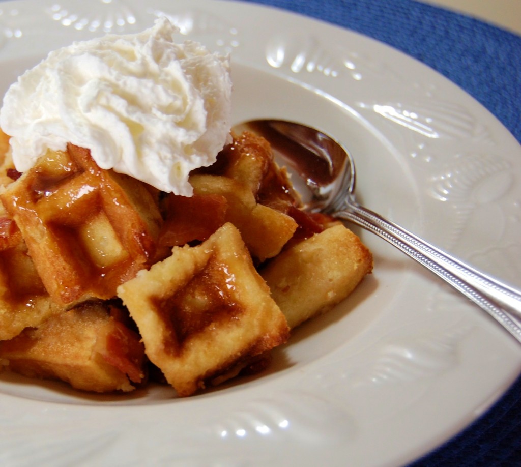 Waffle Bread Pudding with Bacon