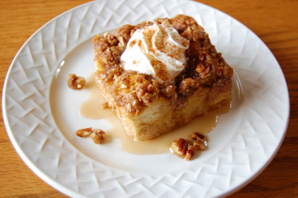 Pumpkin French Toast Casserole with Brown Sugar Crumble 