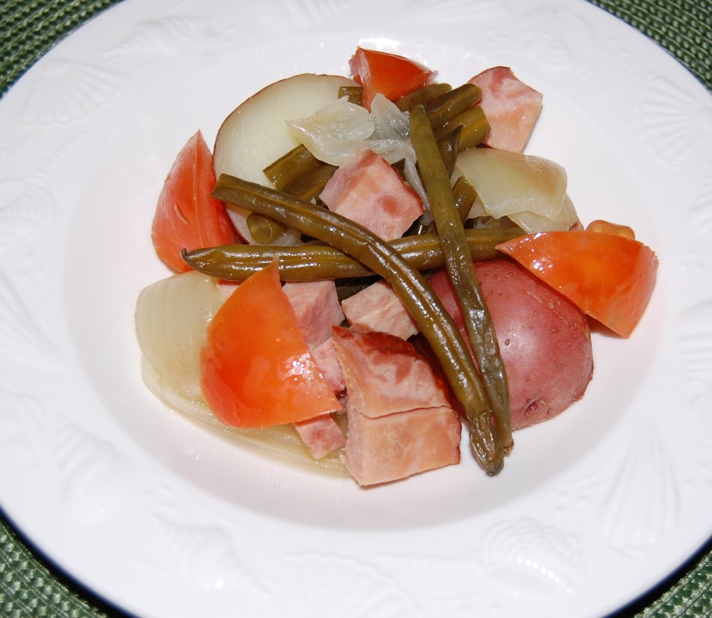 Crock Pot Potatoes Green Beans and Ham 