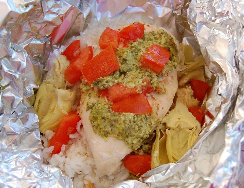 Pesto Artichoke Chicken Packets