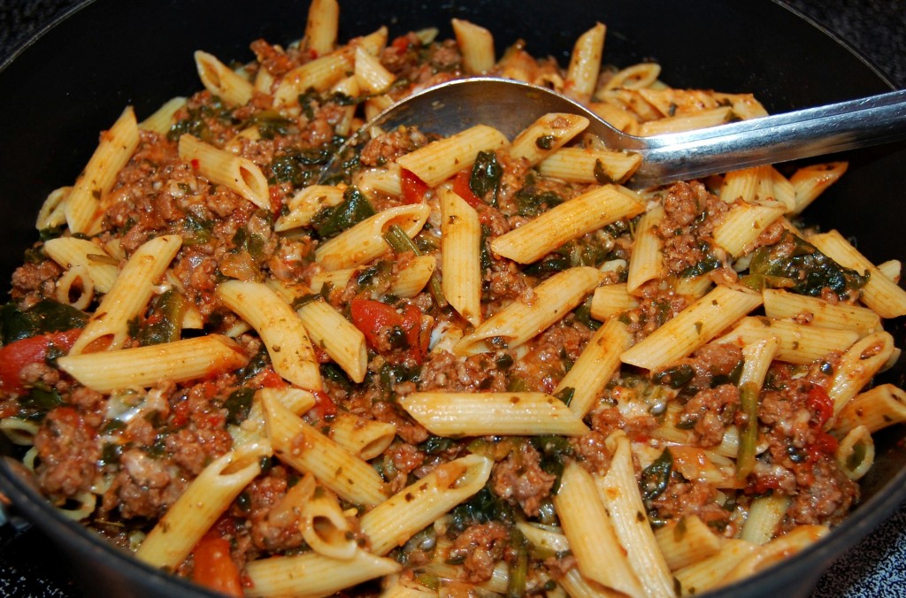 Skillet Beef and Pasta Florentine