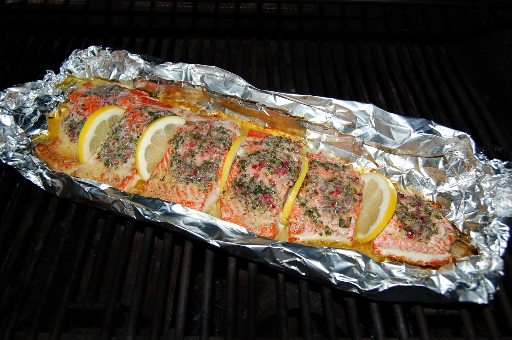 Grilled Salmon with Lemon and Herb Compound Butter