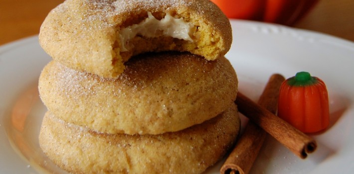 Pumpkin Snickerdoodles with Cream Cheese Filling